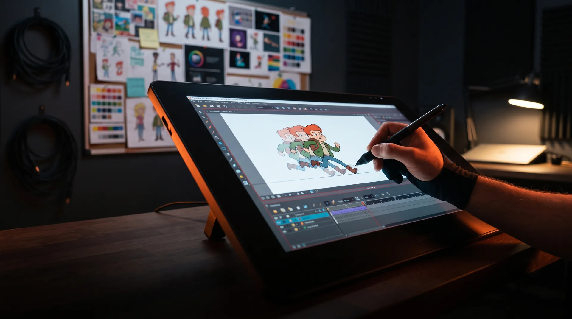 Animator rysujący klatki kluczowe postaci 2D na tablecie graficznym - Animacje 2D JVISION